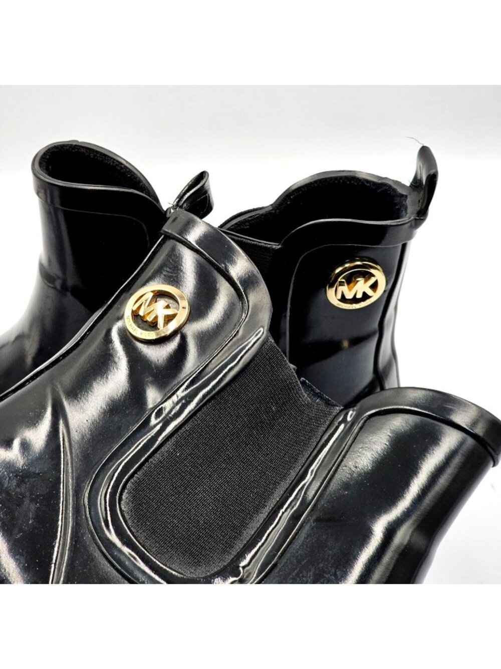 Michael Kors Women's Black Rubber Waterproof Chelsea Rain Boots Size 8 2378 - Picture 15 of 16